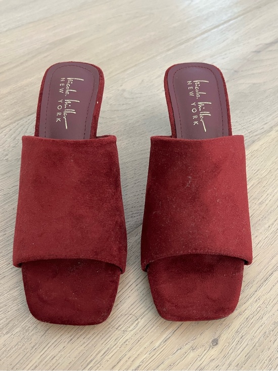 Nicole Miller Shoes - Nicole Miller Burgundy Suede Slide Mules